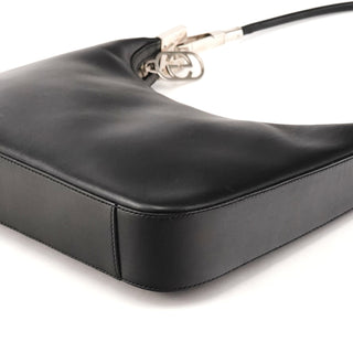 001 3312 Black Calfskin Hobo Shoulder Bag