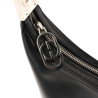 001 3312 Black Calfskin Hobo Shoulder Bag