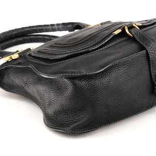 Black Pebbled Leather Marcie 2-Way Bag