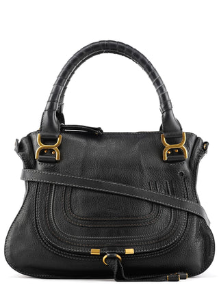 Black Pebbled Leather Marcie 2-Way Bag