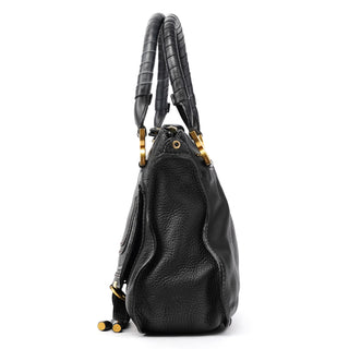 Black Pebbled Leather Marcie 2-Way Bag