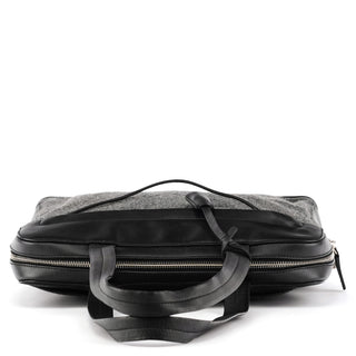 B9423 Grey Black Wool Leather Sport Tote Bag