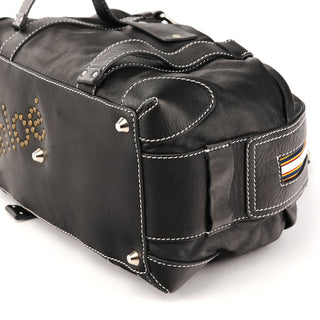 Black Calfskin Patsy Boston Bowling Bag