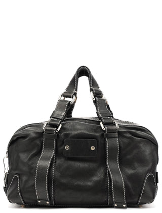 Black Calfskin Patsy Boston Bowling Bag