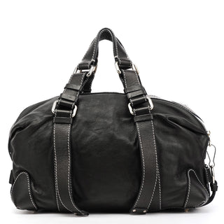 Black Calfskin Patsy Boston Bowling Bag