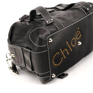Black Calfskin Patsy Boston Bowling Bag