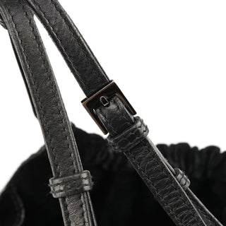 001 4335 Black Suede Ruched Handbag