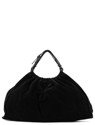 001 4335 Black Suede Ruched Handbag