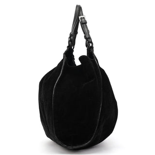 001 4335 Black Suede Ruched Handbag
