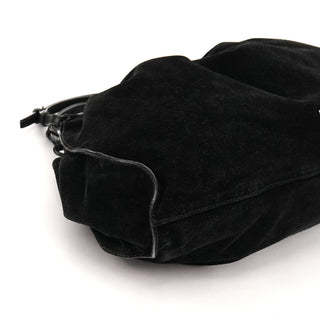 001 4335 Black Suede Ruched Handbag