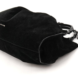 001 4335 Black Suede Ruched Handbag