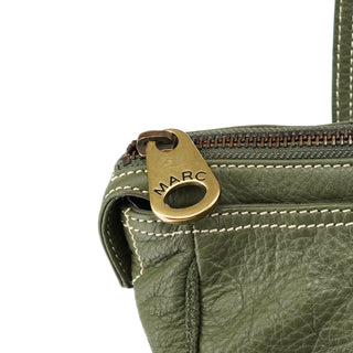 Olive Pebbled Leather Multi-Pocket Tote Bag