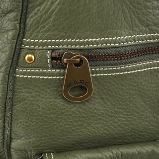 Olive Pebbled Leather Multi-Pocket Tote Bag