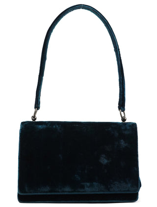 B7595 Deep Blue Velluto Righe Shoulder Bag