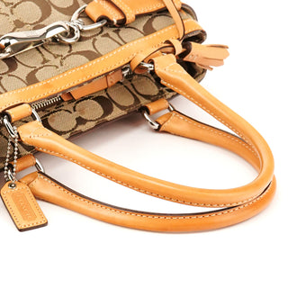 Beige Brown Signature Canvas Top Handle Bag