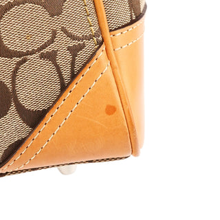 Beige Brown Signature Canvas Top Handle Bag