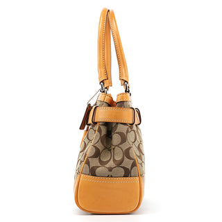 Beige Brown Signature Canvas Top Handle Bag
