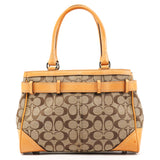 Beige Brown Signature Canvas Top Handle Bag