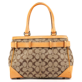 Beige Brown Signature Canvas Top Handle Bag