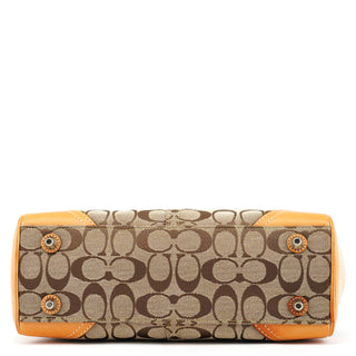 Beige Brown Signature Canvas Top Handle Bag