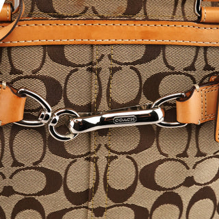 Beige Brown Signature Canvas Top Handle Bag