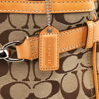 Beige Brown Signature Canvas Top Handle Bag