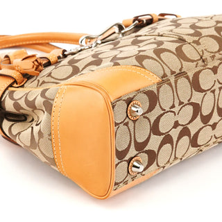 Beige Brown Signature Canvas Top Handle Bag