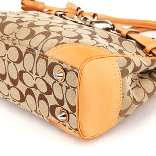 Beige Brown Signature Canvas Top Handle Bag