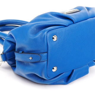 Blue Pebbled Leather Classic Q Bowling Bag