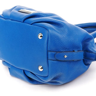 Blue Pebbled Leather Classic Q Bowling Bag