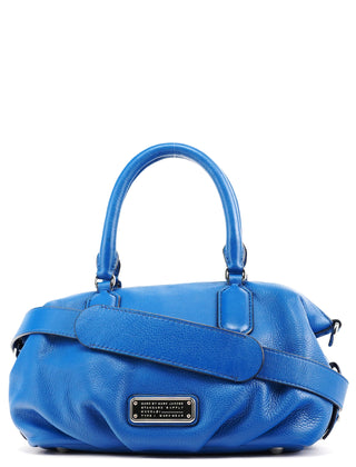 Blue Pebbled Leather Classic Q Bowling Bag