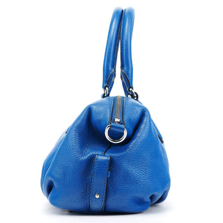 Blue Pebbled Leather Classic Q Bowling Bag