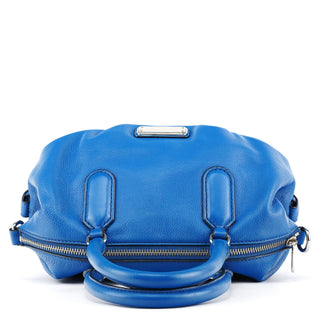 Blue Pebbled Leather Classic Q Bowling Bag