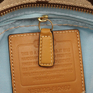 Beige Brown Signature Canvas Turnlock Tote Bag