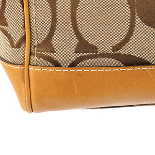 Beige Brown Signature Canvas Turnlock Tote Bag
