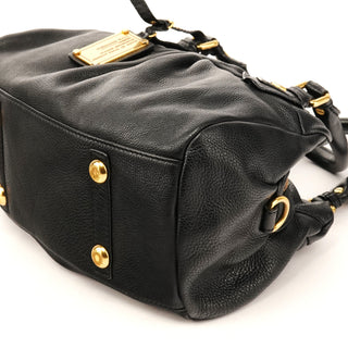 Black Leather Classic Q 2-Way Bag