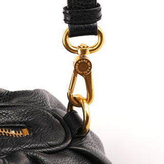 Black Leather Classic Q 2-Way Bag