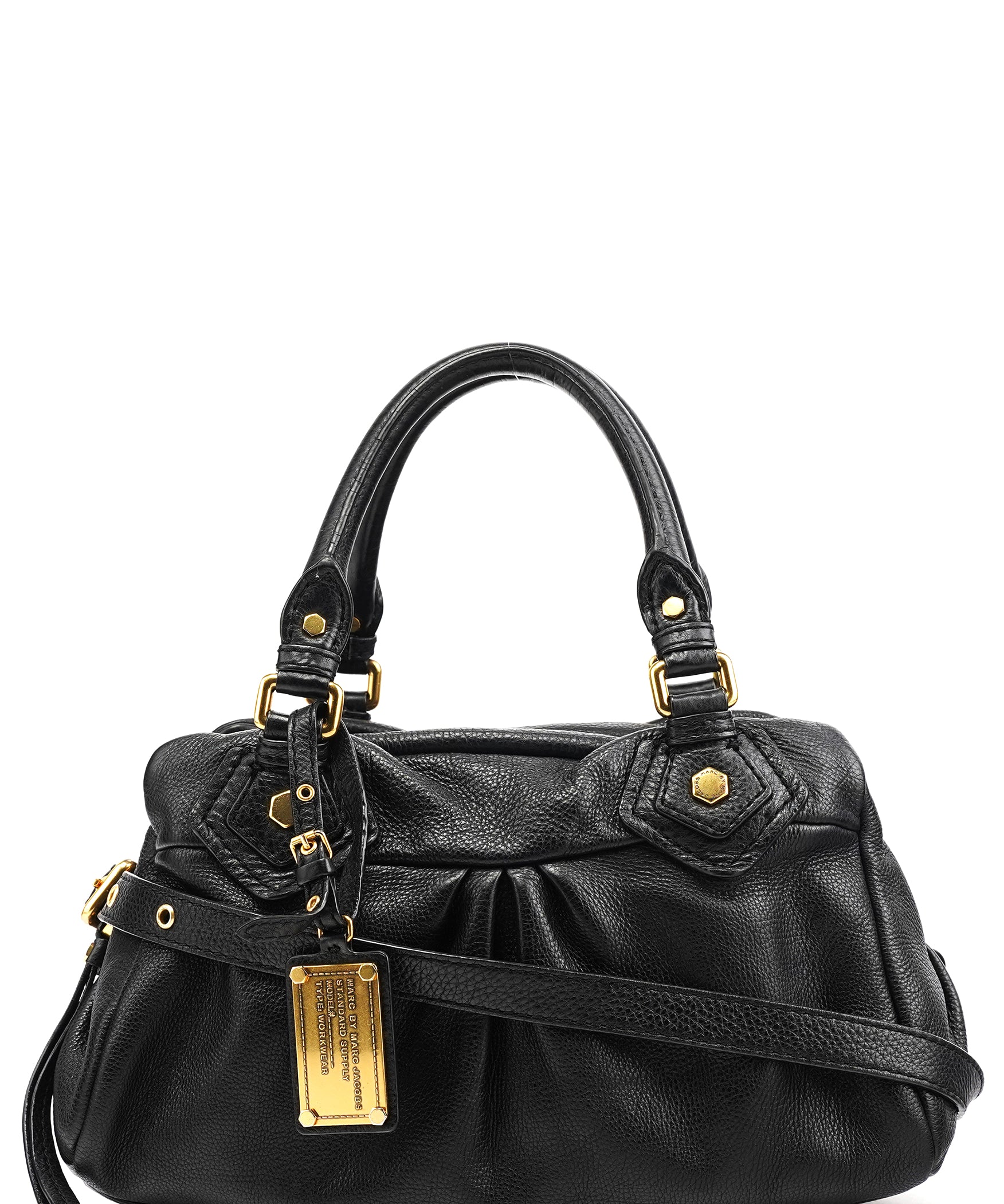 Black Leather Classic Q 2-Way Bag