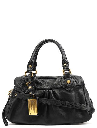 Black Leather Classic Q 2-Way Bag