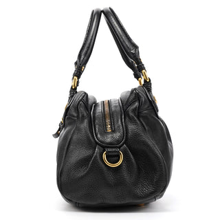 Black Leather Classic Q 2-Way Bag