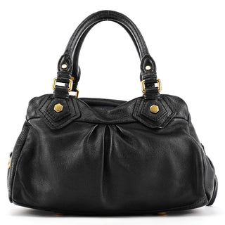 Black Leather Classic Q 2-Way Bag