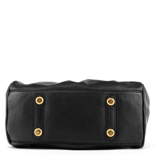 Black Leather Classic Q 2-Way Bag