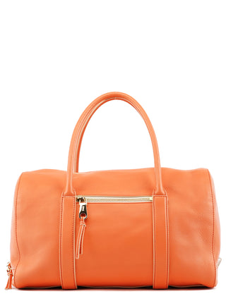 Orange Leather Madeleine Boston Bag