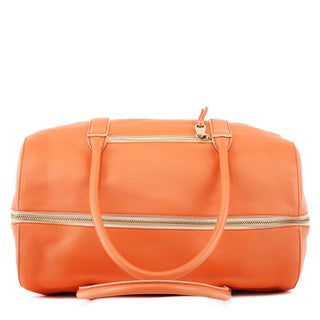 Orange Leather Madeleine Boston Bag