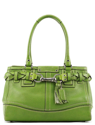 F13084 Green Leather Hamptons Tote Bag