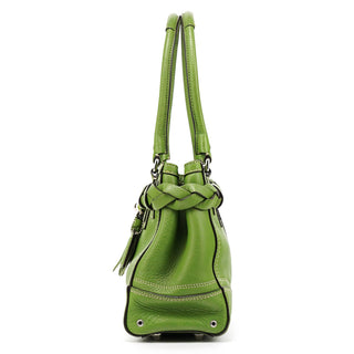F13084 Green Leather Hamptons Tote Bag