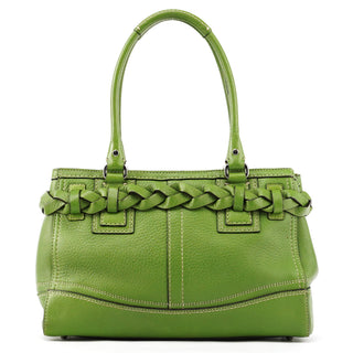 F13084 Green Leather Hamptons Tote Bag