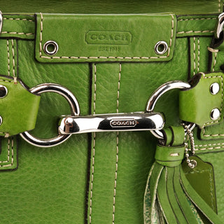 F13084 Green Leather Hamptons Tote Bag