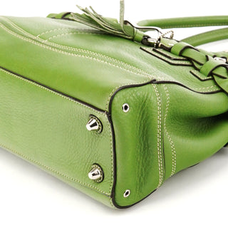 F13084 Green Leather Hamptons Tote Bag