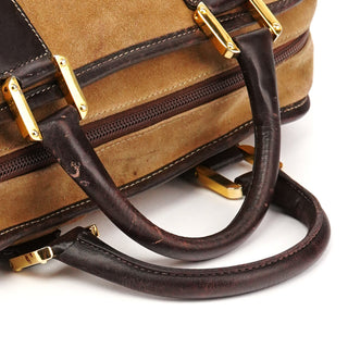 Beige Brown Suede Anagram Amazona Handbag